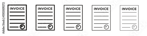 Invoice icon with editable stroke eps 10 vector illustration. Outline drawing.