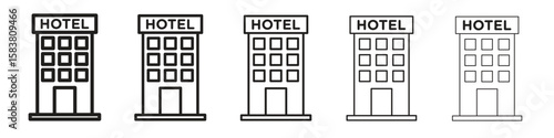 hotel icon with editable stroke eps 10 vector illustration. Outline drawing.