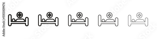 Hospital bed icon with editable stroke eps 10 vector illustration. Outline drawing.
