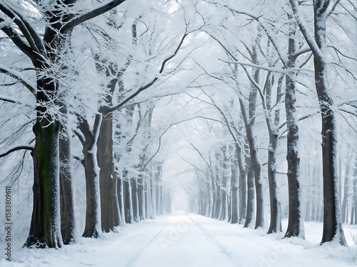 Snow covered road high resolution photo 