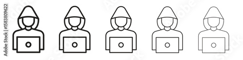 Hacker icon with editable stroke eps 10 vector illustration. Outline drawing.