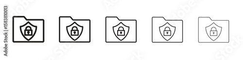Folder security icon with editable stroke eps 10 vector illustration. Outline drawing.