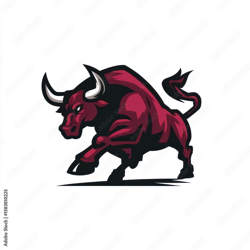 Fototapeta premium Red bull in aggressive stance