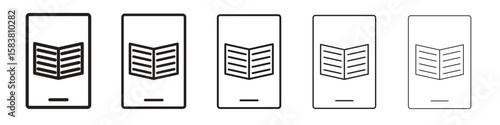 Ebook icon with editable stroke eps 10 vector illustration. Outline drawing.