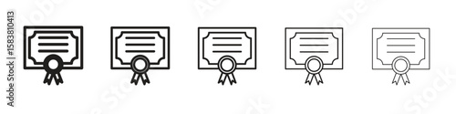 Diploma icon with editable stroke eps 10 vector illustration. Outline drawing.