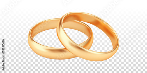 Vector wedding rings isolated on transparent background.