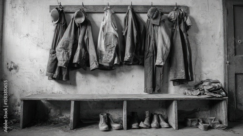 Wallpaper Mural Old clothes and boots on a wall Torontodigital.ca