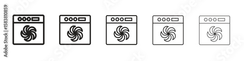 Convection turbofan stove icon with editable stroke eps 10 vector illustration. Outline drawing.