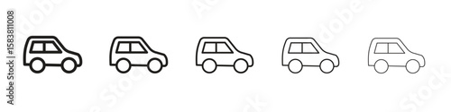 Compact car icon with editable stroke eps 10 vector illustration. Outline drawing.