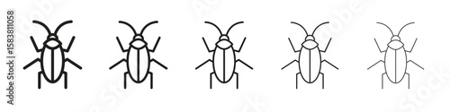 Cockroach icon with editable stroke eps 10 vector illustration. Outline drawing.