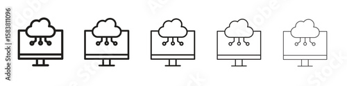 Cloud computing icon with editable stroke eps 10 vector illustration. Outline drawing.