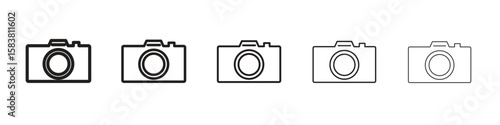 Camera icon with editable stroke eps 10 vector illustration. Outline drawing.
