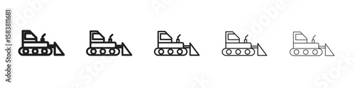 Bulldozer icon with editable stroke eps 10 vector illustration. Outline drawing.