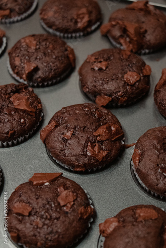 Wallpaper Mural Freshly Baked Chocolate Muffins in Muffin Tin Torontodigital.ca