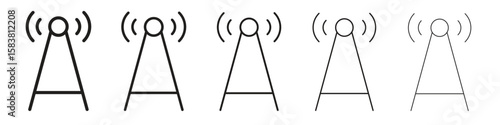 Antenna icon with editable stroke eps 10 vector illustration. Outline drawing.