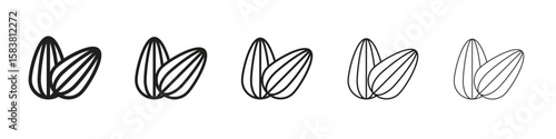Almond icon with editable stroke eps 10 vector illustration. Outline drawing.