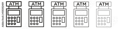 ATM machine icon with editable stroke eps 10 vector illustration. Outline drawing.