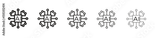 AI icon with editable stroke eps 10 vector illustration. Outline drawing.