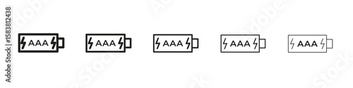 AAA battery icon with editable stroke eps 10 vector illustration. Outline drawing.