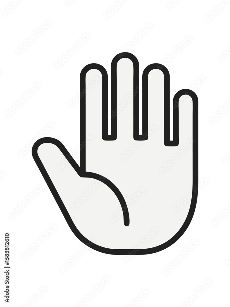 Simple Open Palm Hand Gesture Icon for Stop and High Five Concepts Simple Open Palm Hand Gesture Icon for Stop and High Five Concepts