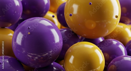 Colorful Purple and Yellow Billiard Balls Close Up in Bright Lighting