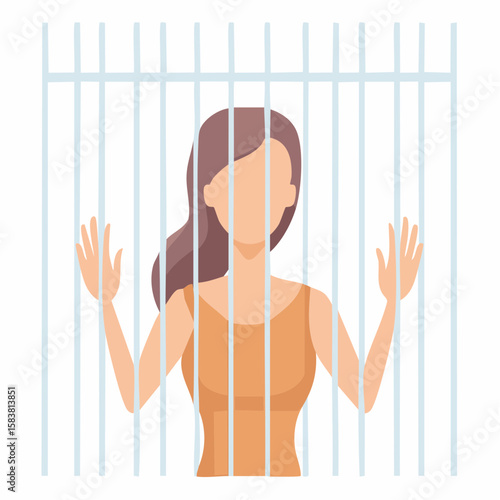 Human form behind bars feeling trapped and wanting freedom