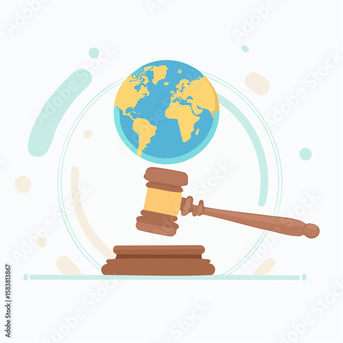 Judges gavel with world globe head symbolizes international law