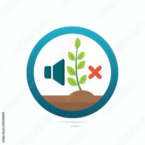 Mute button turns into a sprout. graphic design shows growth instead of sound
