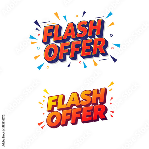 Bright promotional design featuring "Flash Offer" lettering, ideal for advertising campaigns and marketing visuals with a vibrant, eye-catching aesthetic.