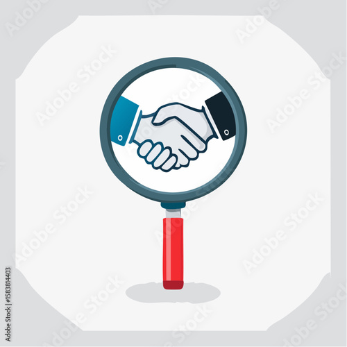 Handshake under inspection shows agreement and Contract Scrutiny