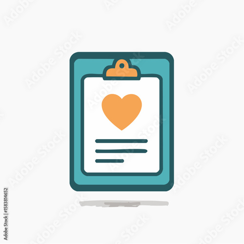Recipe card artwork on a clipboard with a heart illustration