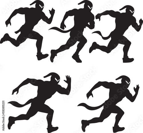 Group of athletic silhouette figures in action sports poses on a white vector background