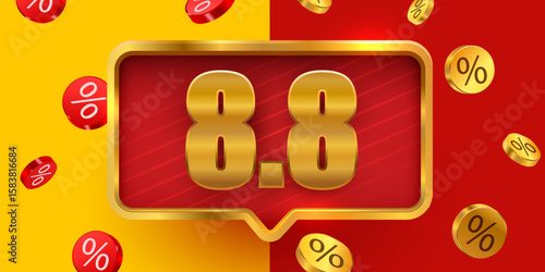 8.8 discount flash sale background. Vector illustration for shopping day, online shopping, special Offer coupon, voucher, banner template, websites, social media advertising. Vector illustration