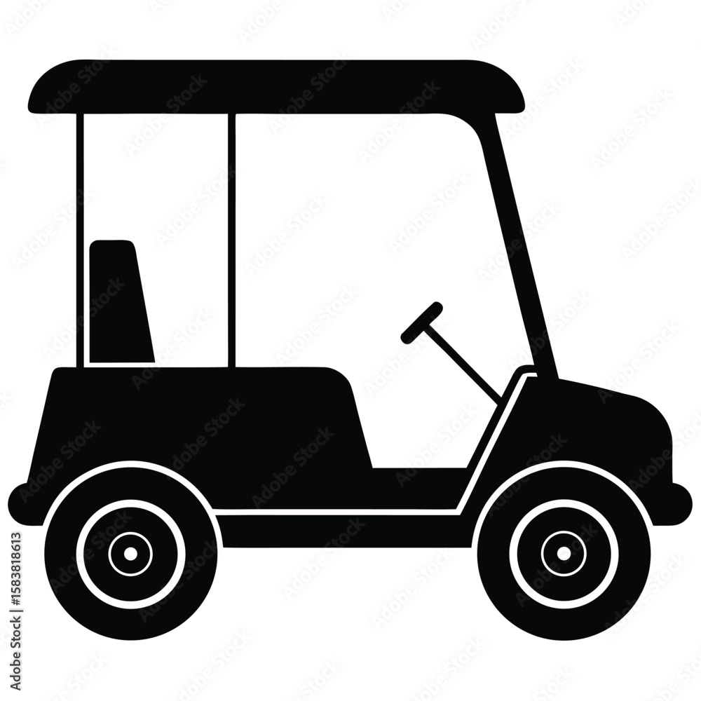 Fototapeta premium Silhouette of a Golf Cart Featuring Seat, Wheels, and Steering Wheel Elements