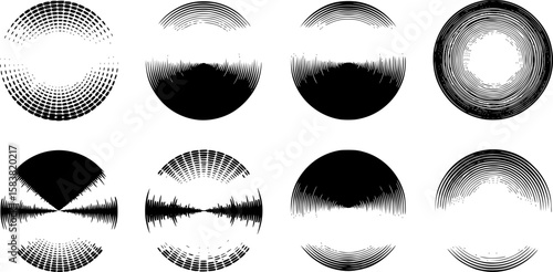 Circle sound vector . Black radial equalizer
