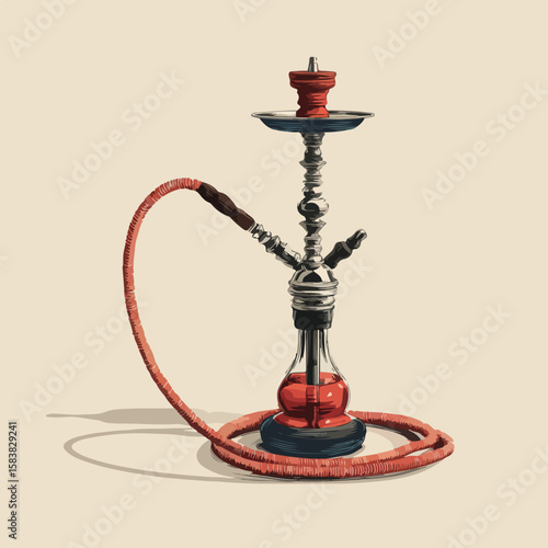 hookah isolated in White Background, hookah vector, Flat lay vector illustration