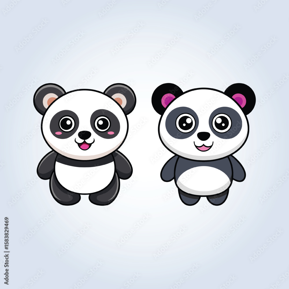 Obraz premium an illustration of cute cartoon panda