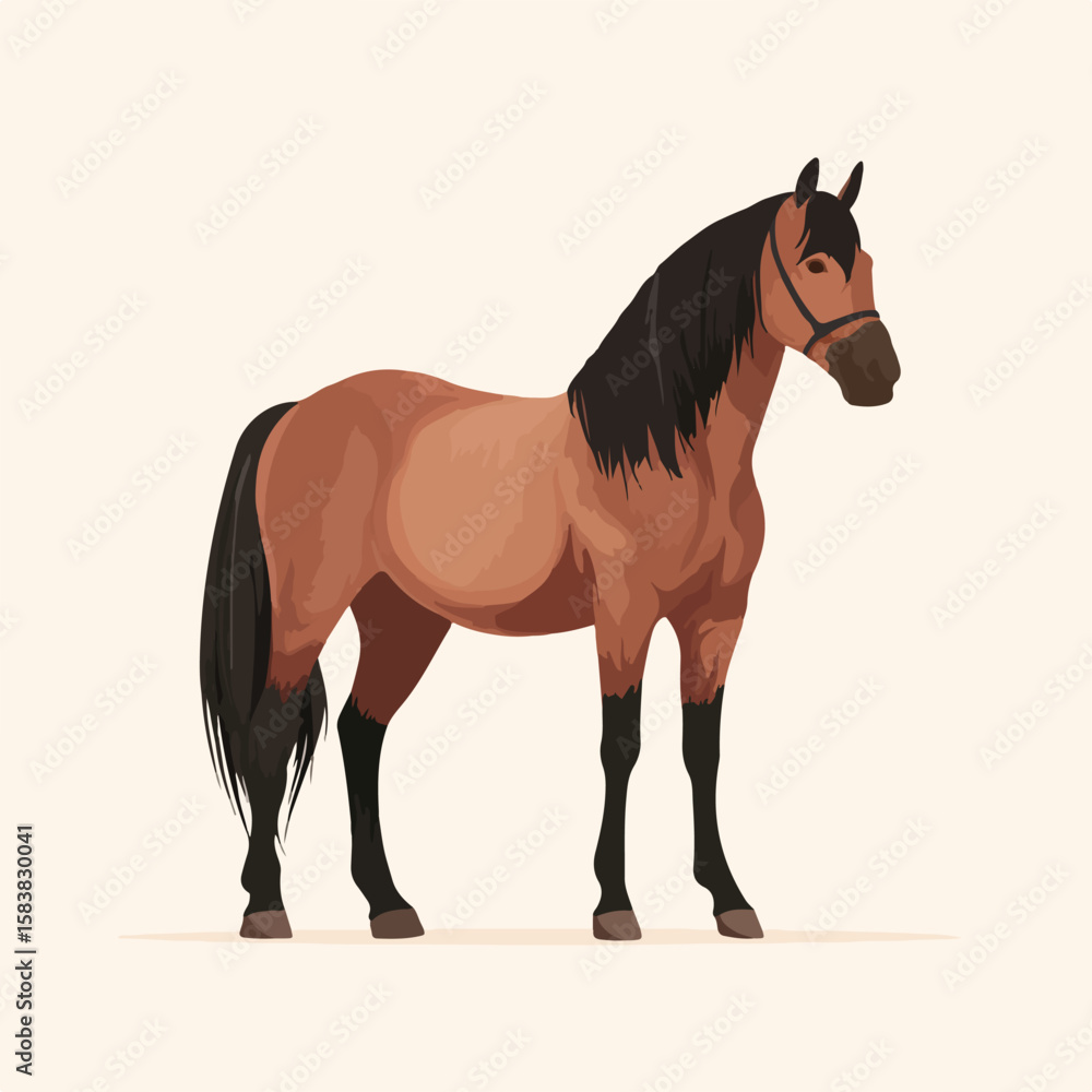 Fototapeta premium horse isolated in White Background, horse vector, Flat lay vector illustration