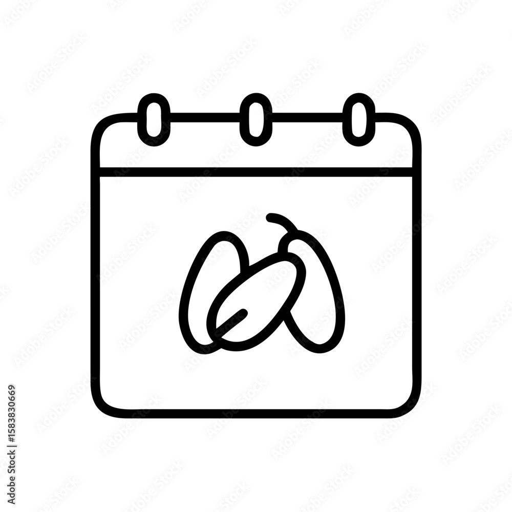 Dates Calendar Icon Simple line art illustration of a calendar page marked with dates, perfect for representing events and scheduling with a touch of organic freshness. Dates Calendar Icon Simple line art illustration of a calendar page marked with dates, perfect for representing events and scheduling with a touch of organic freshness.