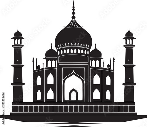 Iconic monument silhouette architecture black and white