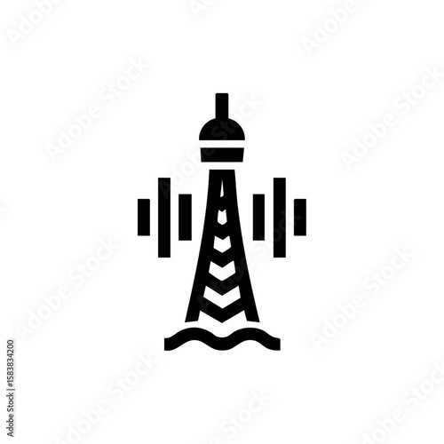 Minimalist vector icon of a beacon or lighthouse emitting strong alert signals, representing emergency communication, maritime distress, or siren alerts.


