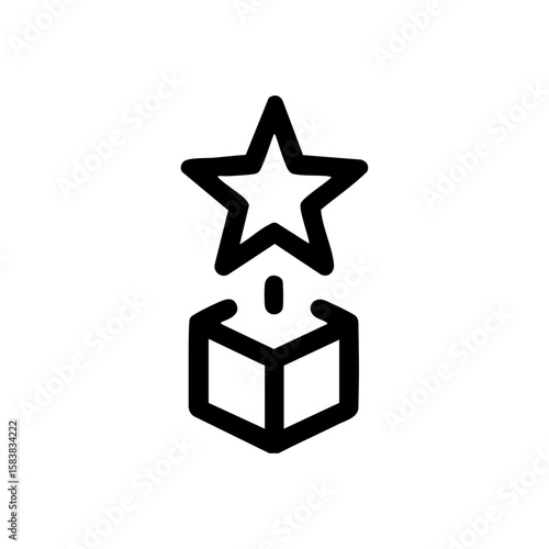 Minimal black icon of a star emerging from a donation box, representing success through giving, rewards for contribution, or growth from support.

