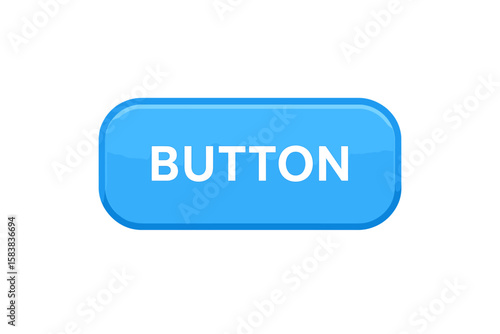 Modern blue glossy web button vector illustration. UI UX design element for website or mobile app interface. Clickable push button icon isolated on white background.