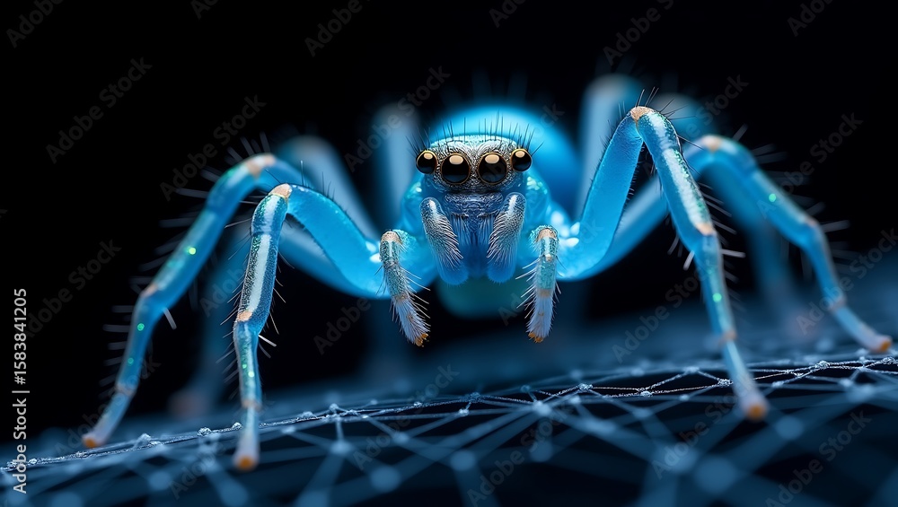 Fototapeta premium Futuristic macro of iridescent tribal-patterned spider