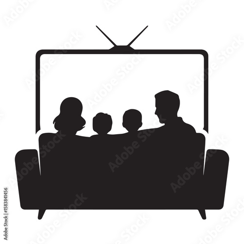 Family Watching Television Together on Sofa