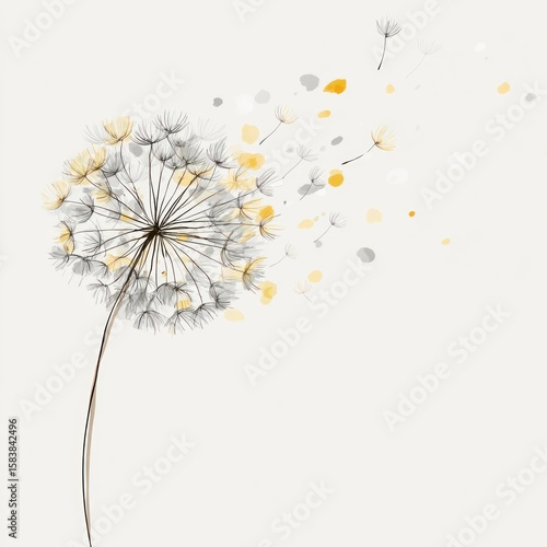 Delicate dandelion in muted tones