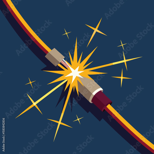 Illustration of sparking wires with a burst effect in a modern flat design
