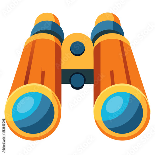 Colorful binoculars with blue lenses in flat design style  