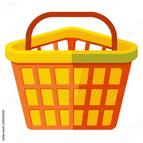 Shopping basket in bright orange and yellow colors for storage  