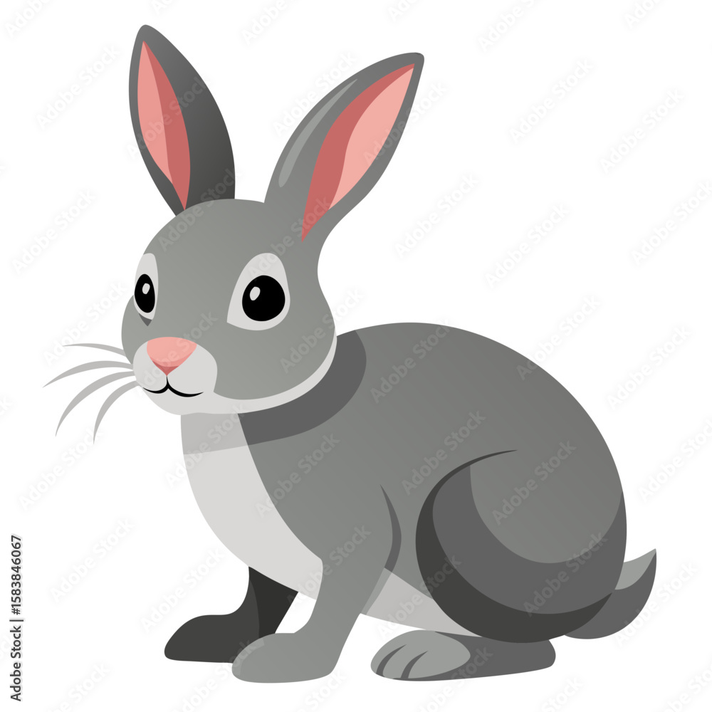 Fototapeta premium Cute gray rabbit sitting in a playful pose with soft features 